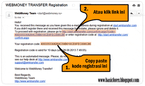 Melihat kode registrasi