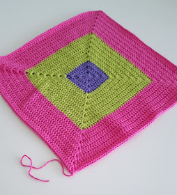 Colourful crochet square for a colour block blanket.