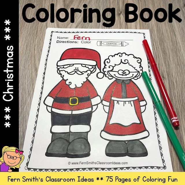 Seventy-Five Christmas Coloring Pages to add some joy and fun to your classroom this holiday season! Your Students will ADORE these Coloring Book Pages for Christmas, add it to your plans to compliment any Christmas activity! Seventy-Five {75} Coloring Pages For Some Christmas Fun in Your Classroom from Fern Smith's Classroom Ideas!