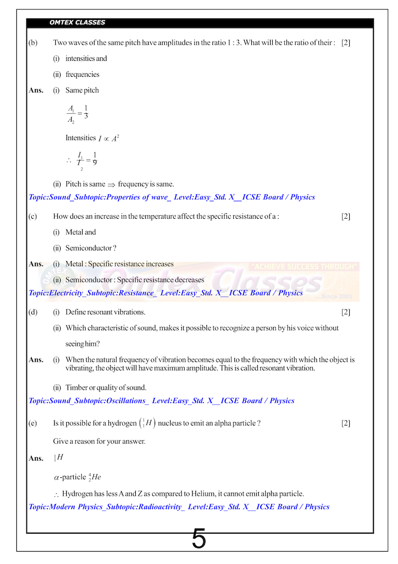 X_ICSE Board_Official_Physics (Science Paper-1)__Solutions_[05.03.2019]