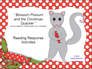 http://www.teacherspayteachers.com/Product/Australia-Blossom-Possum-and-the-Christmas-Quacker-Reading-Activities-979125