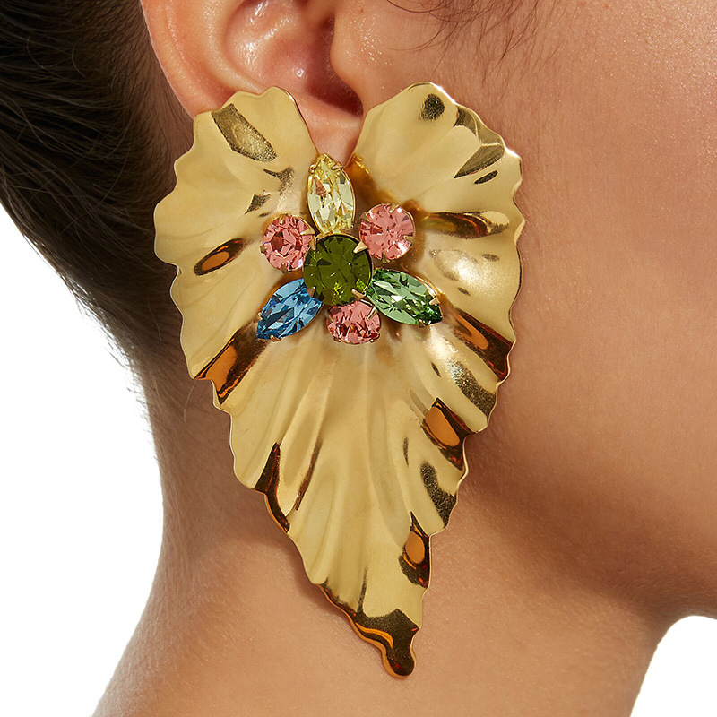 Large leaf earrings for women in gold color statement earrings 2020 large antique drop earrings party fashion jewelry
