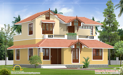 Sloping Roof House Elevation - 171 Sq M (1840 Sq. Ft) - January 2012