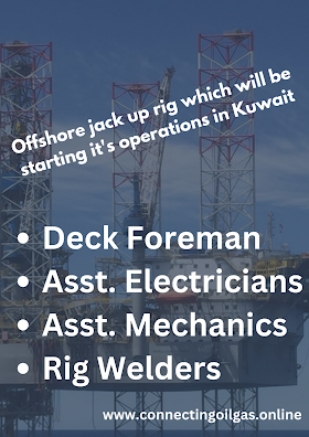 Reqd. urgently candidates for below positions for shortlisting process for a offshore jack up rig which will be starting it's operations in Kuwait very soon.
