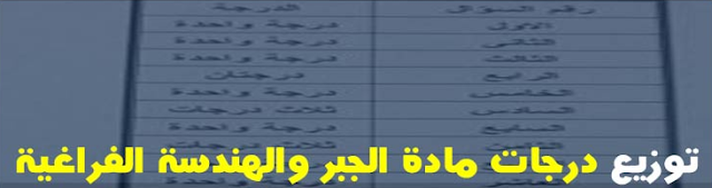 بيان بتوزيع درجات مادة الجبر والهندسة الفراغية 2018 لطلاب الثانوية العامة