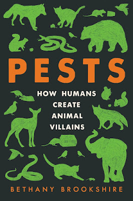 The cover of Pests by Bethany Brook،re features sil،uettes of all kinds of animals from snakes to elephants