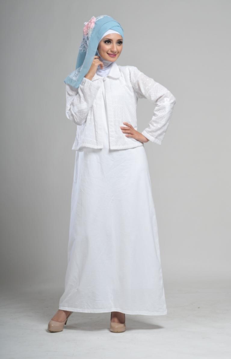 Kumpulan Busana Muslim Gamis  Warna  Putih  Terbaru  Trend 