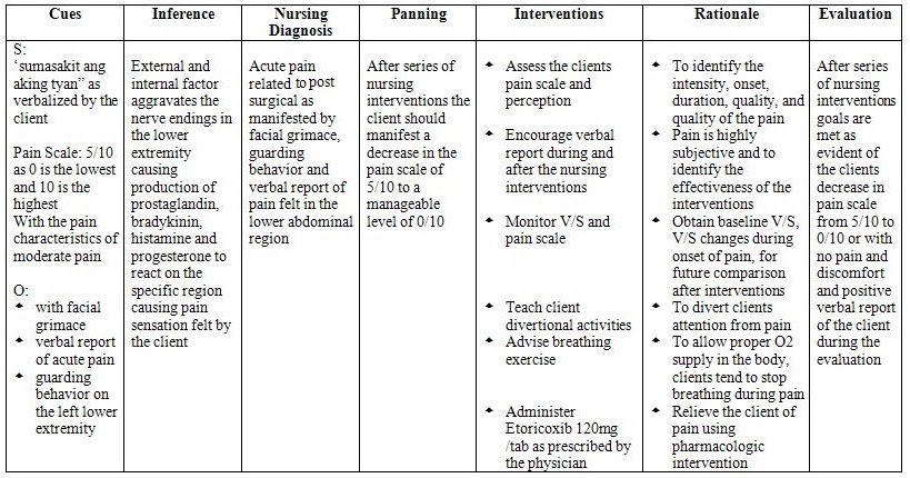 Post Op Surgery Nursing Care Plan | Nurseonlineph | November 2014 | Nanda Nursing  Diagnosis