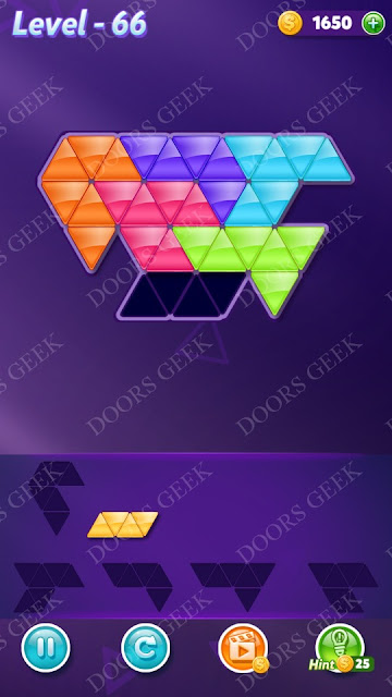 Block! Triangle Puzzle 6 Mania Level 66 Solution, Cheats, Walkthrough for Android, iPhone, iPad and iPod