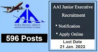 AAI Junior Executive Recruitment 2023  [Govt Jobs for 596 Jr. Executives]