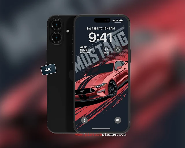 Red Mustang Sports Car 4K Wallpaper – High-Performance Muscle Car Art