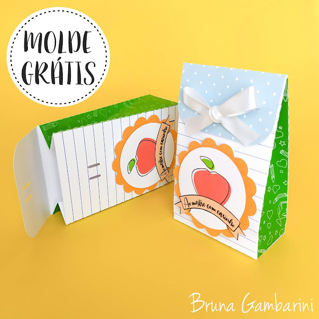 ARQUIVO DE CORTE SILHOUETTE GRÁTIS - BRUNA GAMBARINI MOLDE DE CAIXINHA DE PAPEL PARA BAIXAR GRATIS - LEMBRANCINHAS DIA DOS PROFESSORES BRUNA GAMBARINI