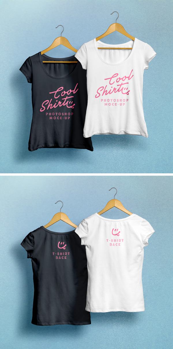 Download T-shirt Mockup PSD Terbaru Gratis - Woman T-Shirt MockUp PSD