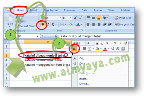 Huruf tebal pertanda bahwa kata atau kalimat tersebut penting atau  perlu mendapat pe Ahli Matematika Cara menciptakan Tulisan Menjadi Tebal(Bold) di Microsoft Excel