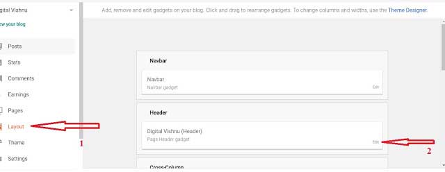How to set Layout option in Blogger