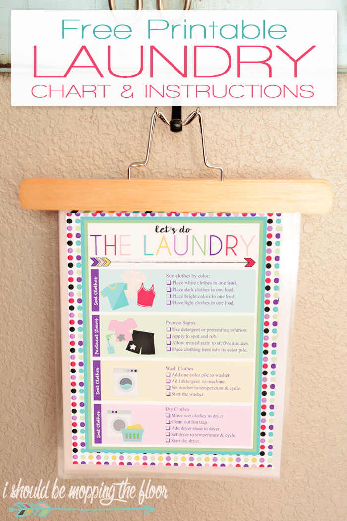 Free Printable Laundry Chart & Instructions | A great way to teach kids to start doing laundry!