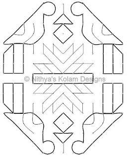 5 Parrot Kolam 16 by 8 dots