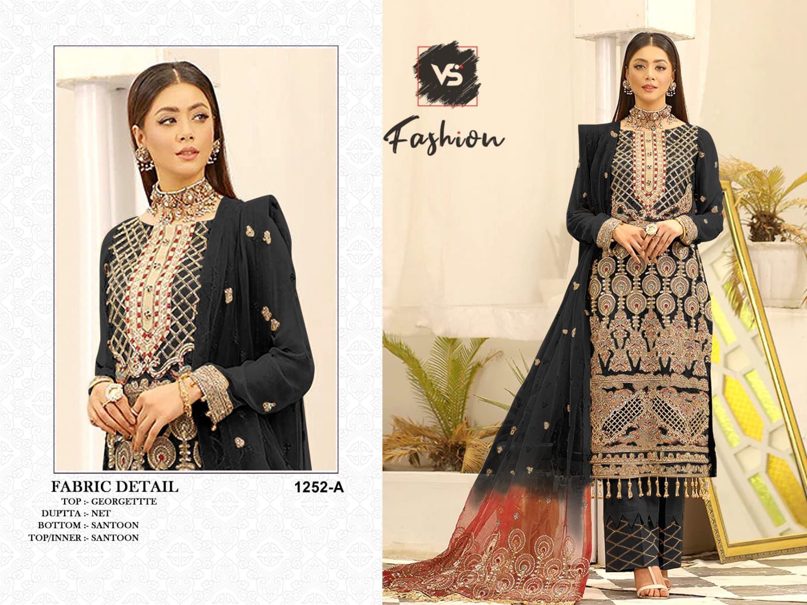 Buy Georgette Embroidery Vs 1252 Vs Fashion Pakistani Salwar