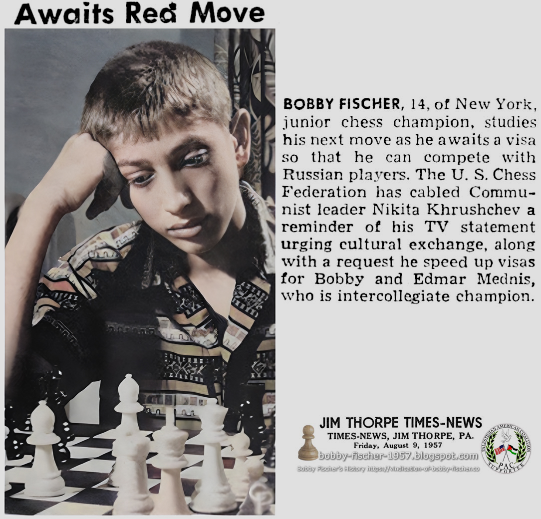 High school student, Bobby Fischer wins U.S. chess championship in 1958