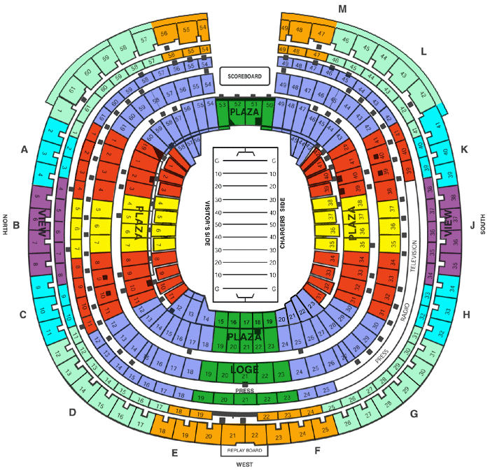 qualcomm stadium seating - Qualcomm Stadium Seating Chart Interactive Seat Map SeatGeek