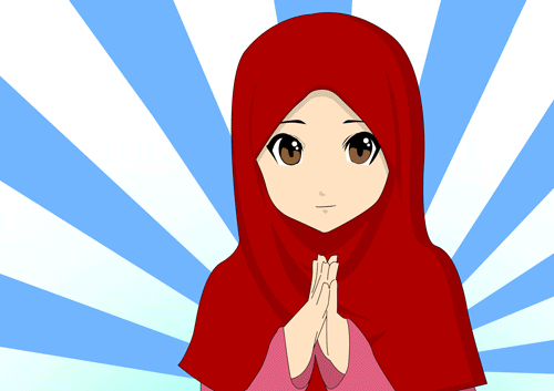  Gambar  Kartun  Muslimah  Cantik Berhijab Animasi Bergerak 