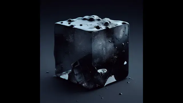 An imaginary presentation of a superionic ice cube which is assumed to be pitch black in colour as it absorbs all the frequency of light