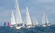 J/105 one-design sailboats- sailing off Algarrobo, Chile