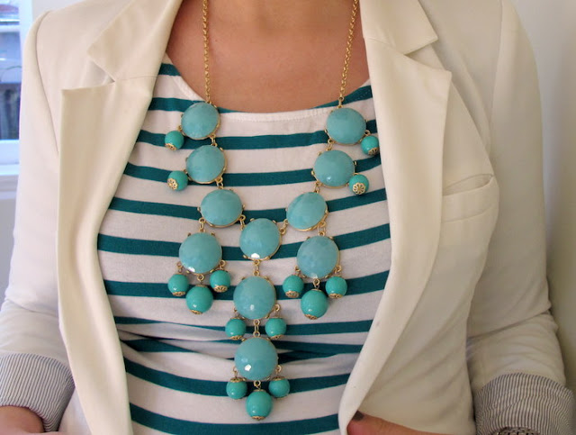 j crew bubble necklace aqua green