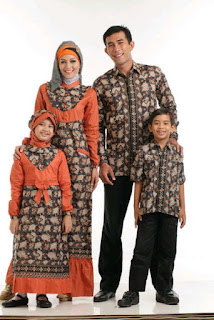 Gamis Batik Sarimbit Keluarga Orange 065 Contoh Model Baju Batik Lebaran Terbaru