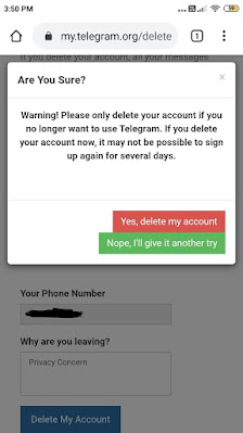 how to delete telegram account permanently step by step.