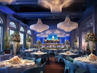 A hyper-realistic digital image showcasing a festive event in Boston, with elegantly decorated venues, joyful guests, and meticulous attention to detail in event planning.