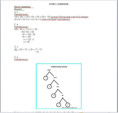 Kunci Jawaban UTS, PTS Matematika Kelas 6 SD Semester 1, https://gurujumi.blogspot.com/