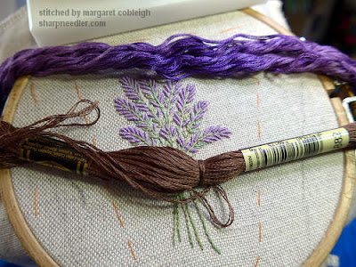 Coordinating colours for the Lavender and Bees Scissors Keeper: brown and purple