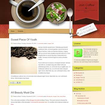 Join Coffee blogger template. image slider blogger template