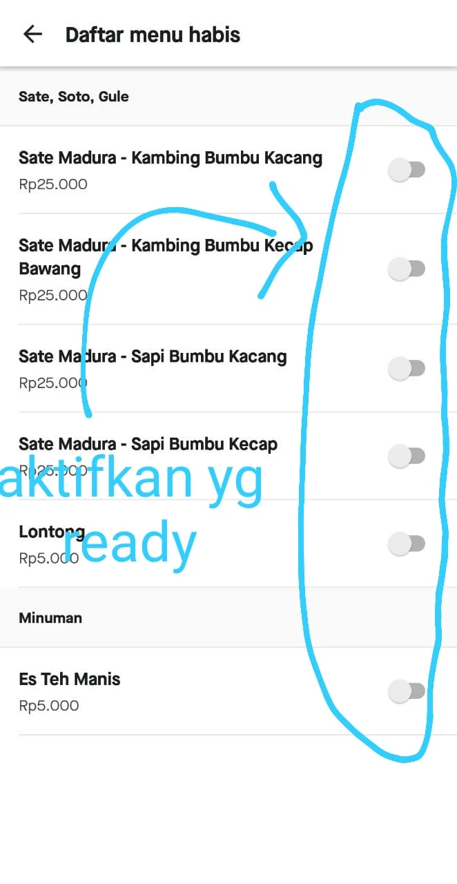 Aktifkan menu yang ready