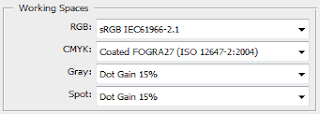 Dot gain settings in Photoshop.