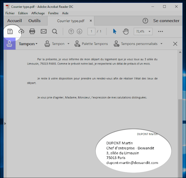 تخزين الختم الخاص بك على Adobe Acrobat Reader