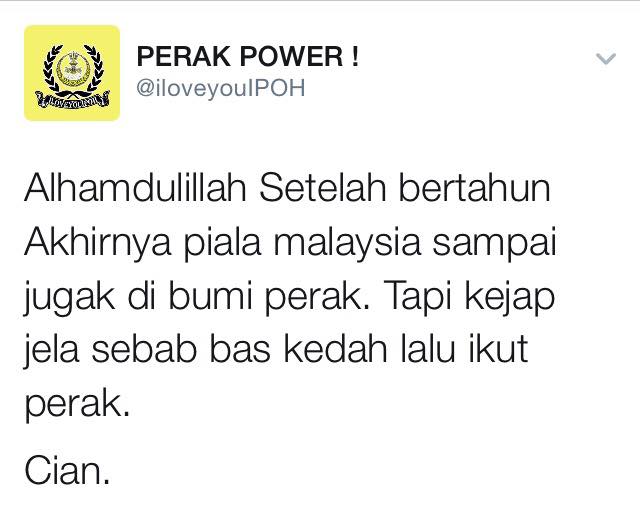 Penyokong Perak Gembira #PialaMalaysia Dijuarai Kedah
