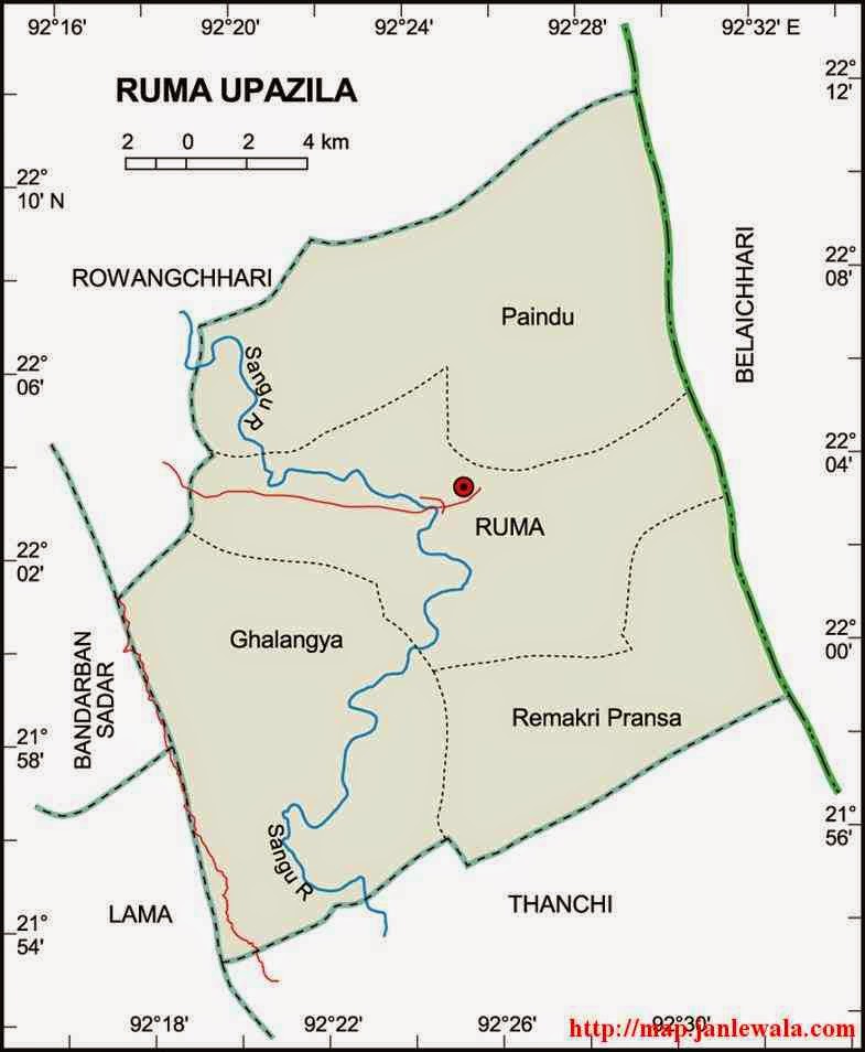 ruma upazila map of bangadesh