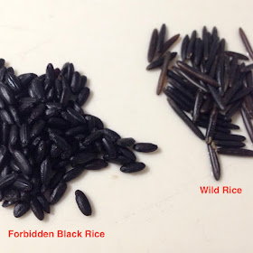 Forbidden Black Rice (left) Wild Rice (right) 