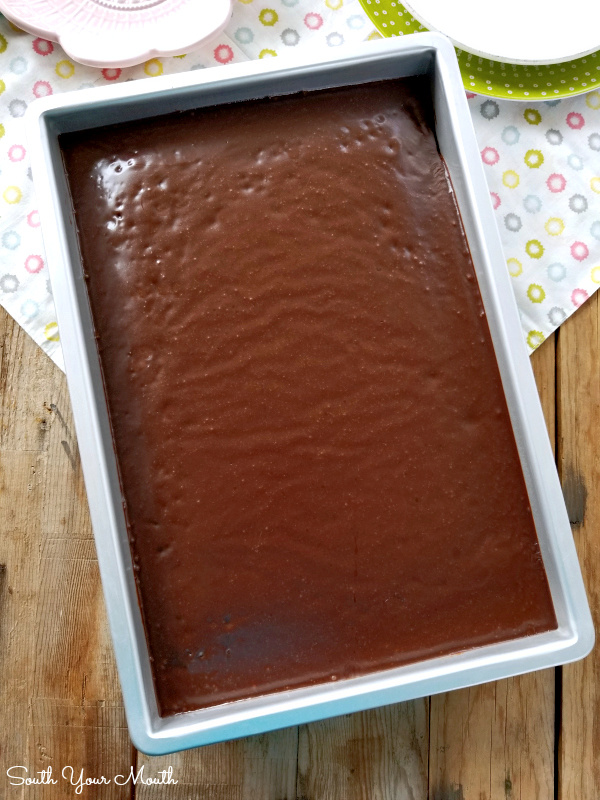 The BEST Chocolate Texas Sheet Cake! A tried-and-true family recipe for velvety tender chocolate cake with old-fashioned cocoa icing poured on while the cake is still warm.