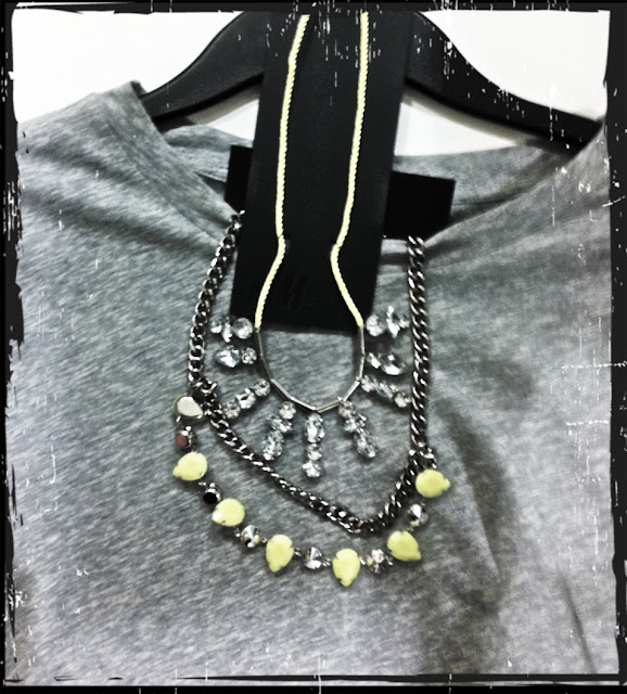 H&M Grey top, H&M necklace, necklace