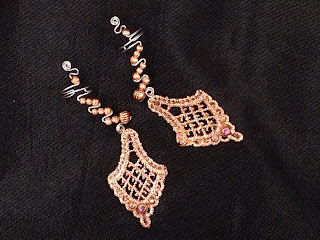 Copper Ear Cuffs with Copper on Lace drops