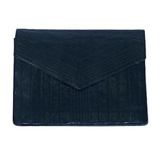 Vintage 1970's navy blue YSL clutch.