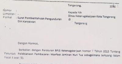 Contoh Surat Resign Untuk Bpjs