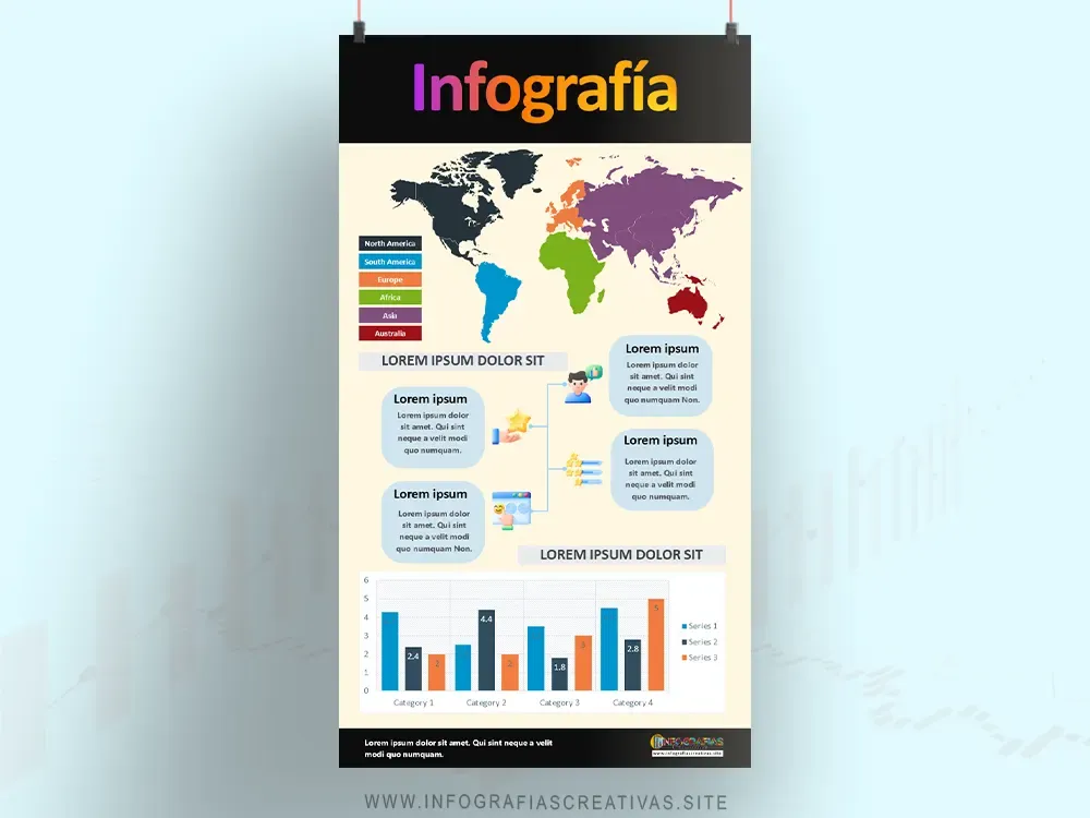 Infografía de Datos Globales con Mapa y Gráfico