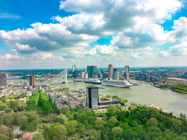 the view across Rotterdam city centre from Euromast