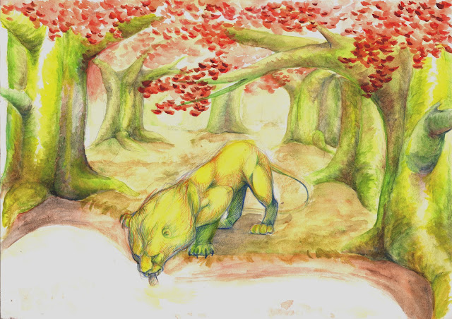 manu lafay le lion et la souris décor aquarelle crayon jour