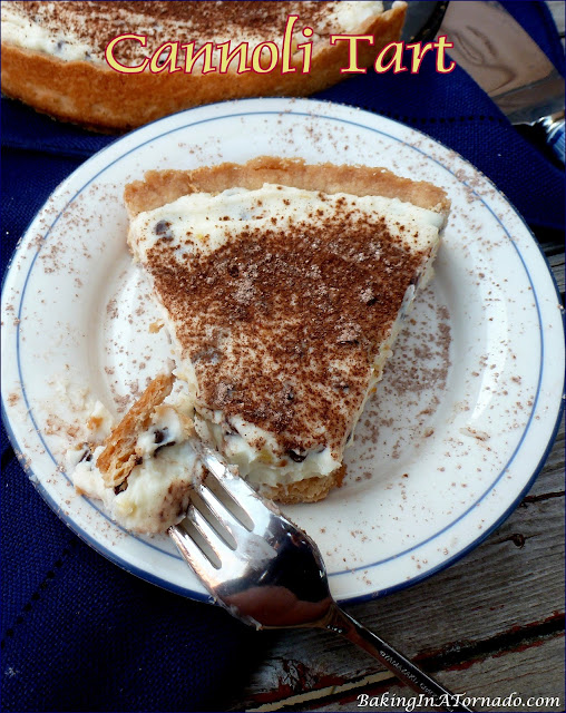 Cannoli Tart, a favorite Italian dessert made into a tart. | recipe developed by www.BakingInATornado.com | #recipe #dessert