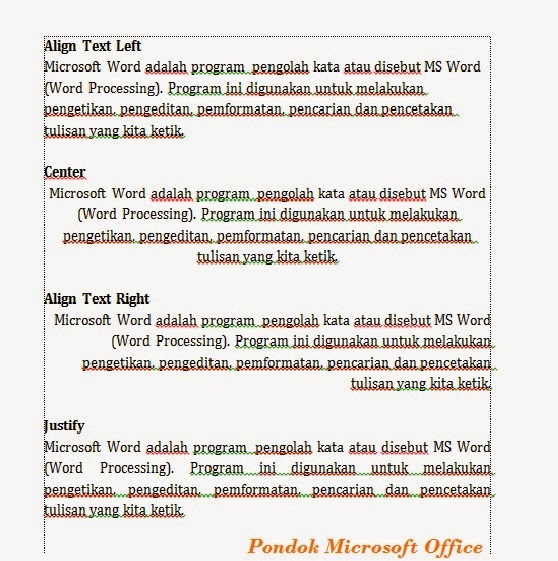 Pondok Microsoft Office: Cara Mengatur Perataan Teks 